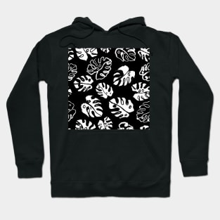 Black and White Monstera Leaves Hoodie